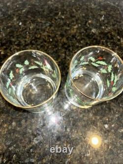 Lenox Holiday Double On Rocks Holly Berry Christmas Old Fashioned Glass Set of 8