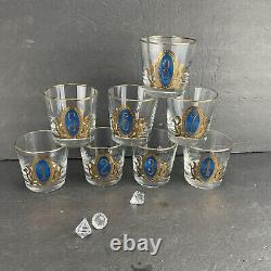 Libbey Numero Crown Collection Double Old Fashioned Glasses Full Set Of 8 Rare