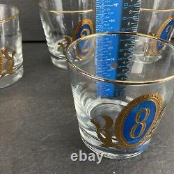 Libbey Numero Crown Collection Double Old Fashioned Glasses Full Set Of 8 Rare