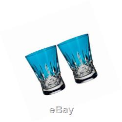 Lismore pops set of 2 double old fashioned glasses aqua