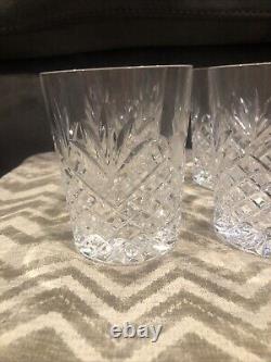 Lot 4 Waterford Crystal Double Old Fashioned Glasses 4 1/4 Tall Huntley