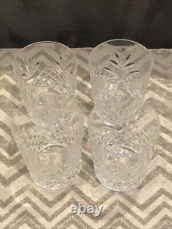 Lot 4 Waterford Crystal Double Old Fashioned Glasses 4 1/4 Tall Huntley
