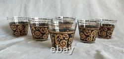 Lot 6 Culver Ebony Baroque Scroll Double Old Fashioned Black 22K Gold Glasses