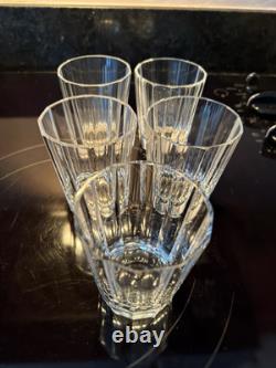 Lot Of 5 Lead Cut Crystal Whisky Glasses Double Old Fashioned Monaco Pattern