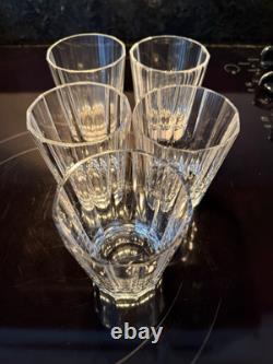 Lot Of 5 Lead Cut Crystal Whisky Glasses Double Old Fashioned Monaco Pattern