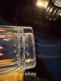 Lot Of 5 Lead Cut Crystal Whisky Glasses Double Old Fashioned Monaco Pattern