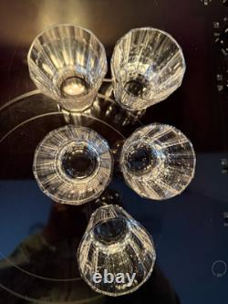 Lot Of 5 Lead Cut Crystal Whisky Glasses Double Old Fashioned Monaco Pattern