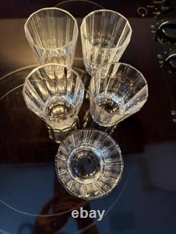 Lot Of 5 Lead Cut Crystal Whisky Glasses Double Old Fashioned Monaco Pattern
