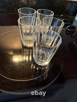 Lot Of 5 Lead Cut Crystal Whisky Glasses Double Old Fashioned Monaco Pattern
