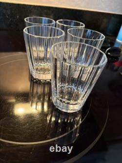 Lot Of 5 Lead Cut Crystal Whisky Glasses Double Old Fashioned Monaco Pattern