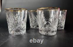 Lot Of 5 Rogaska Richmond Double Old Fashioned Glasses With Gold Rims