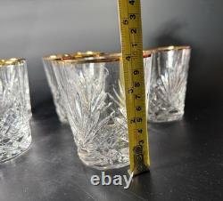 Lot Of 5 Rogaska Richmond Double Old Fashioned Glasses With Gold Rims
