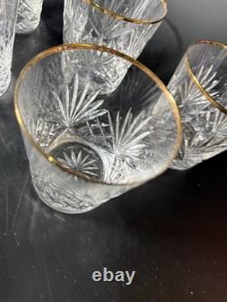 Lot Of 5 Rogaska Richmond Double Old Fashioned Glasses With Gold Rims