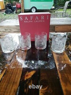 Lot of 4 New in Box RALPH LAUREN Safari Double Old Fashioned Rocks Whiskey Glass
