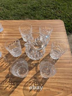 Lot of 6 Lismore Waterford Double Old Fashioned Glasses and 6 1/4 Pitcher