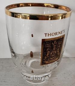 Lot of 8 Thorne's Scotch Whisky Double Old Fashioned Glasses Set Gold Rims & Box