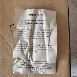 Lot of 8 Thorne's Scotch Whisky Double Old Fashioned Glasses Set Gold Rims & Box