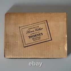 Lot of 8 Thorne's Scotch Whisky Double Old Fashioned Glasses Set Gold Rims & Box