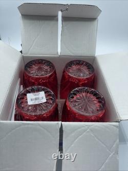 MARQUIS By WATERFORD Brookside Crystal Red Double Old Fashioned Set Of 4 New