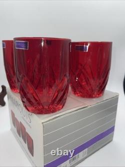 MARQUIS By WATERFORD Brookside Crystal Red Double Old Fashioned Set Of 4 New