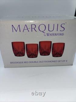 MARQUIS By WATERFORD Brookside Crystal Red Double Old Fashioned Set Of 4 New