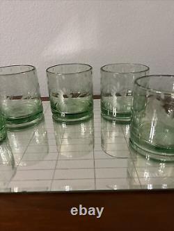 MCM Bobby Flay Green Double Old Fashioned Glasses Set Of Five