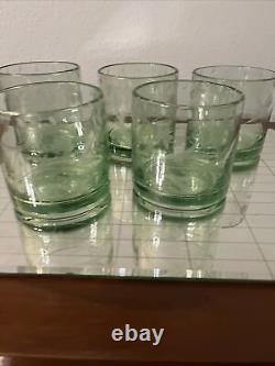 MCM Bobby Flay Green Double Old Fashioned Glasses Set Of Five