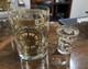 MCM Cera 12Pc WORLD MAP Double Old Fashioned Cocktail & Shot Glasses WithCaddy
