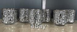 MCM Libbey Platinum ARTICA Brutalist Double Old Fashioned Glasses SET 6