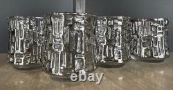 MCM Libbey Platinum ARTICA Brutalist Double Old Fashioned Glasses SET 6
