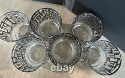 MCM Libbey Platinum ARTICA Brutalist Double Old Fashioned Glasses SET 6