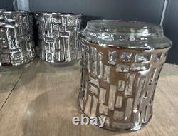 MCM Libbey Platinum ARTICA Brutalist Double Old Fashioned Glasses SET 6