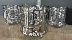MCM Libbey Platinum ARTICA Brutalist Double Old Fashioned Glasses SET 6