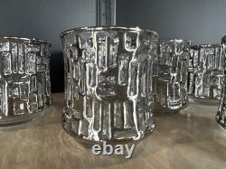 MCM Libbey Platinum ARTICA Brutalist Double Old Fashioned Glasses SET 6