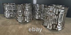 MCM Libbey Platinum ARTICA Brutalist Double Old Fashioned Glasses SET 6