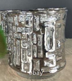 MCM Libbey Platinum ARTICA Brutalist Double Old Fashioned Glasses SET 6