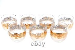 MCM Set 7 Culver Ltd Old Fashioned Round Gold Bird Flower Tumbler Glasses 3