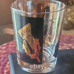 MCM Vintage Cera Double Old Fashioned Glasses Chicago Showmanship Station Gold