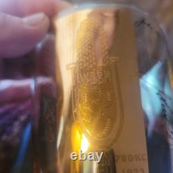 MCM Vintage Cera Double Old Fashioned Glasses Chicago Showmanship Station Gold