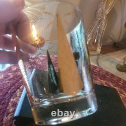 MCM Vintage Cera Double Old Fashioned Glasses Chicago Showmanship Station Gold