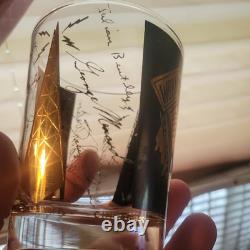 MCM Vintage Cera Double Old Fashioned Glasses Chicago Showmanship Station Gold