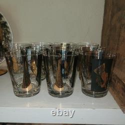 MCM Vintage Cera Double Old Fashioned Glasses Chicago Showmanship Station Gold