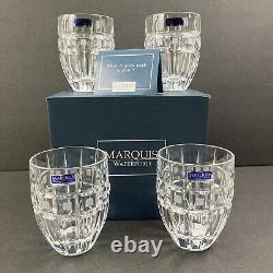 Marquis Waterford Quadrata Double Old Fashioned Glasses Cut Crystal 4 1/4 Set 4