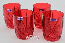 Marquis by Waterford Brookside Red Double Old Fashioned Glasses Set of 4 NIB
