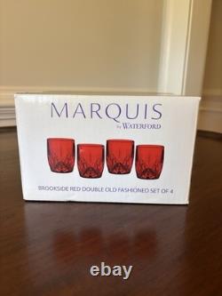 Marquis by Waterford Brookside Red Double Old Fashioned Glasses Set of 4 New