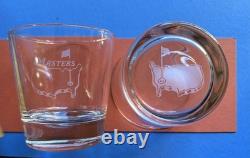 Masters Augusta Golf Double Old Fashioned Double Etched Glasses NWOB Set Of 2
