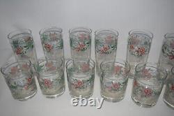 Mervyn's Kensington Glassware Double Old Fashioned Floral Cups 12 Pc Brand New