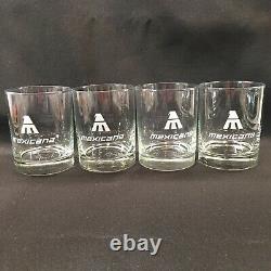Mexicana Airlines-TIFFANY & CO Glass-Double Old Fashioned-Set Of 4-Vintage 1980s