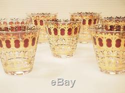 Mid Century Culver Barware Set of 7 Double Old Fashioned Cocktail Glasses/ 22K G