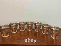 Mid Century Culver Double Old Fashioned Cocktail Glasses Set of 7